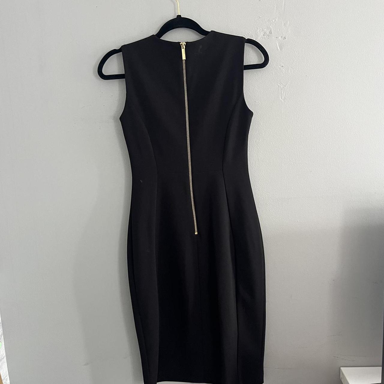 Calvin Klein Black Sheath Dress with Gold. Depop