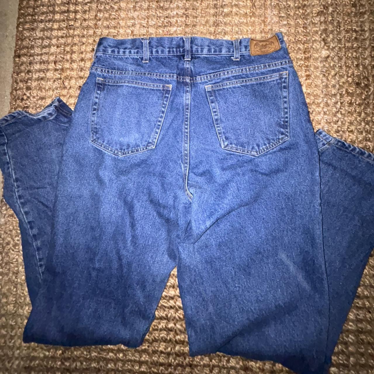 VINTAGE DEEP BLUE THICK CABELA JEANS -for my tall... - Depop