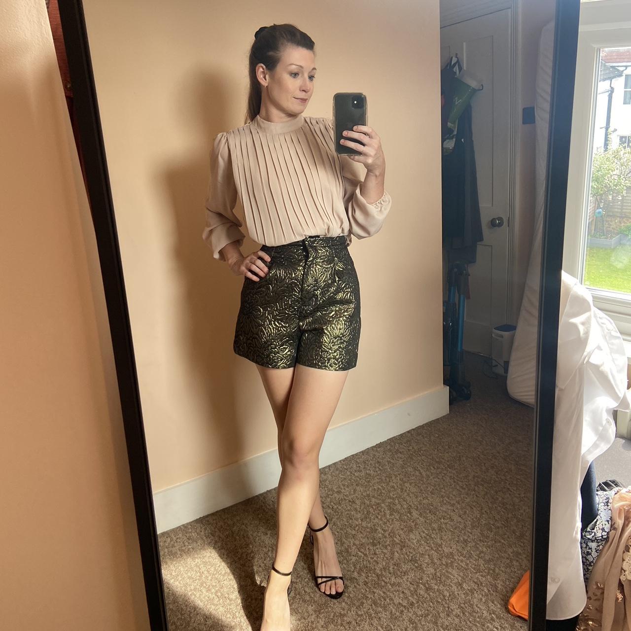 Dusty pink high neck top pleated long sleeve blouse... - Depop