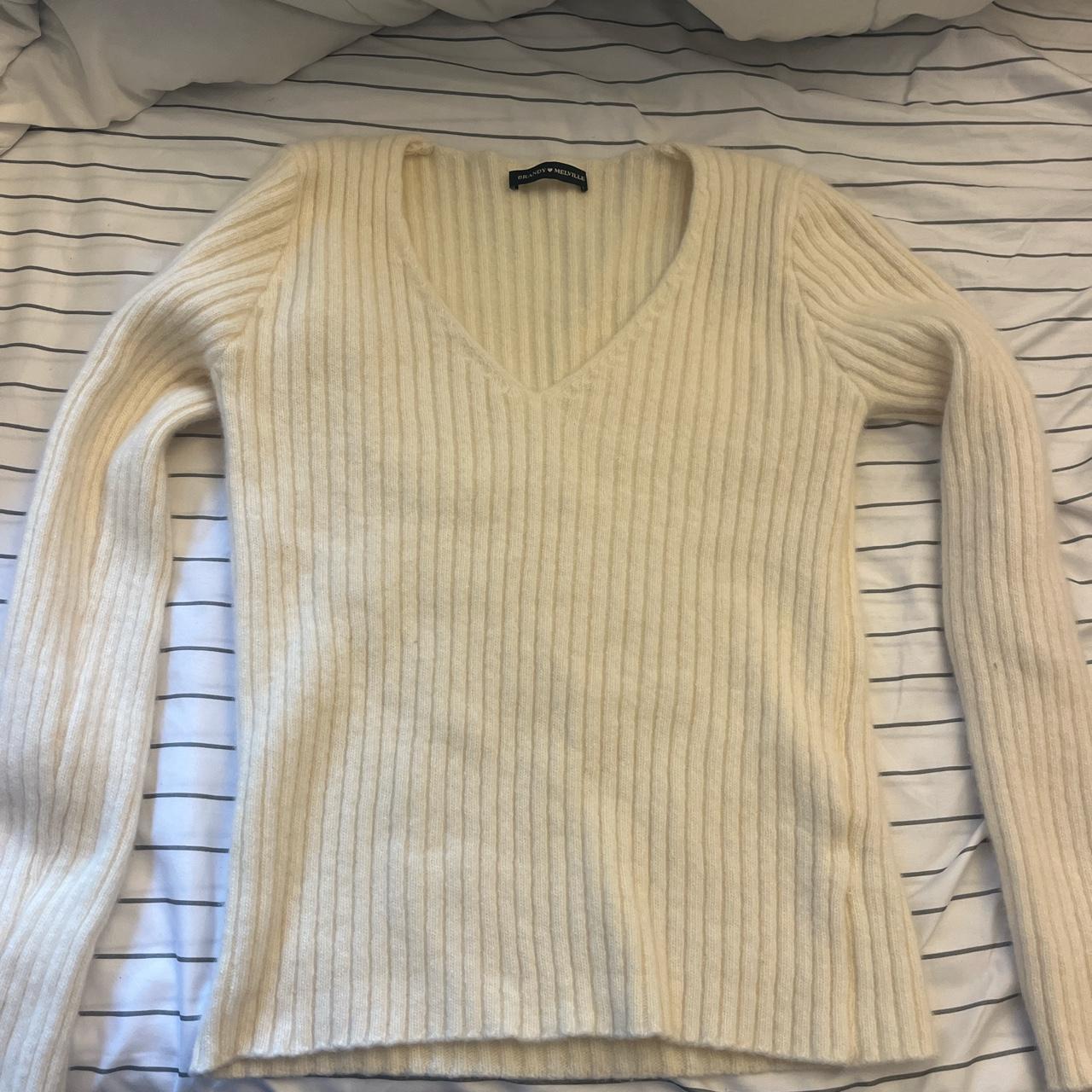 brandy melville white sweater! perfect for fall and... - Depop