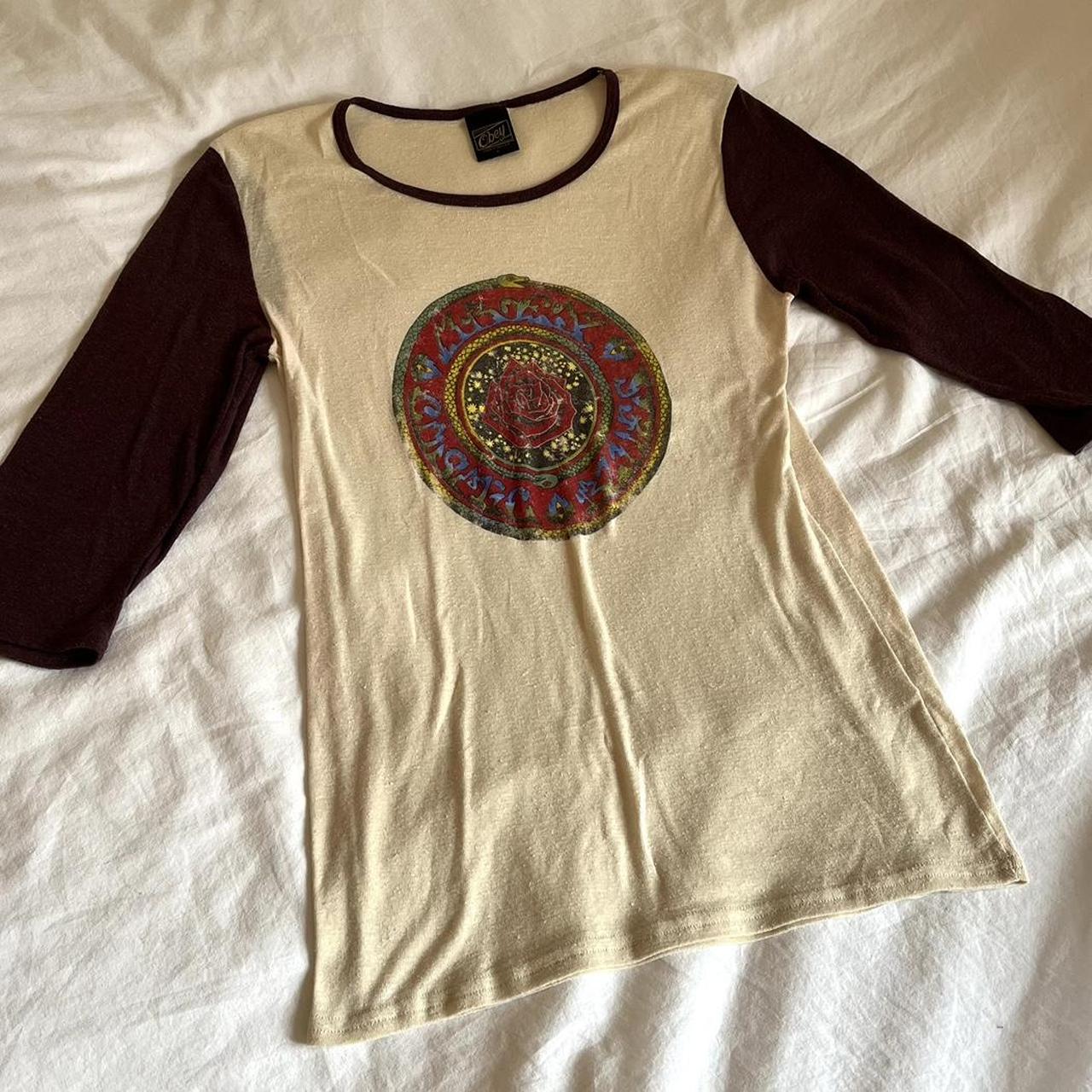 Obey Women's Burgundy and Cream T-shirt (2)
