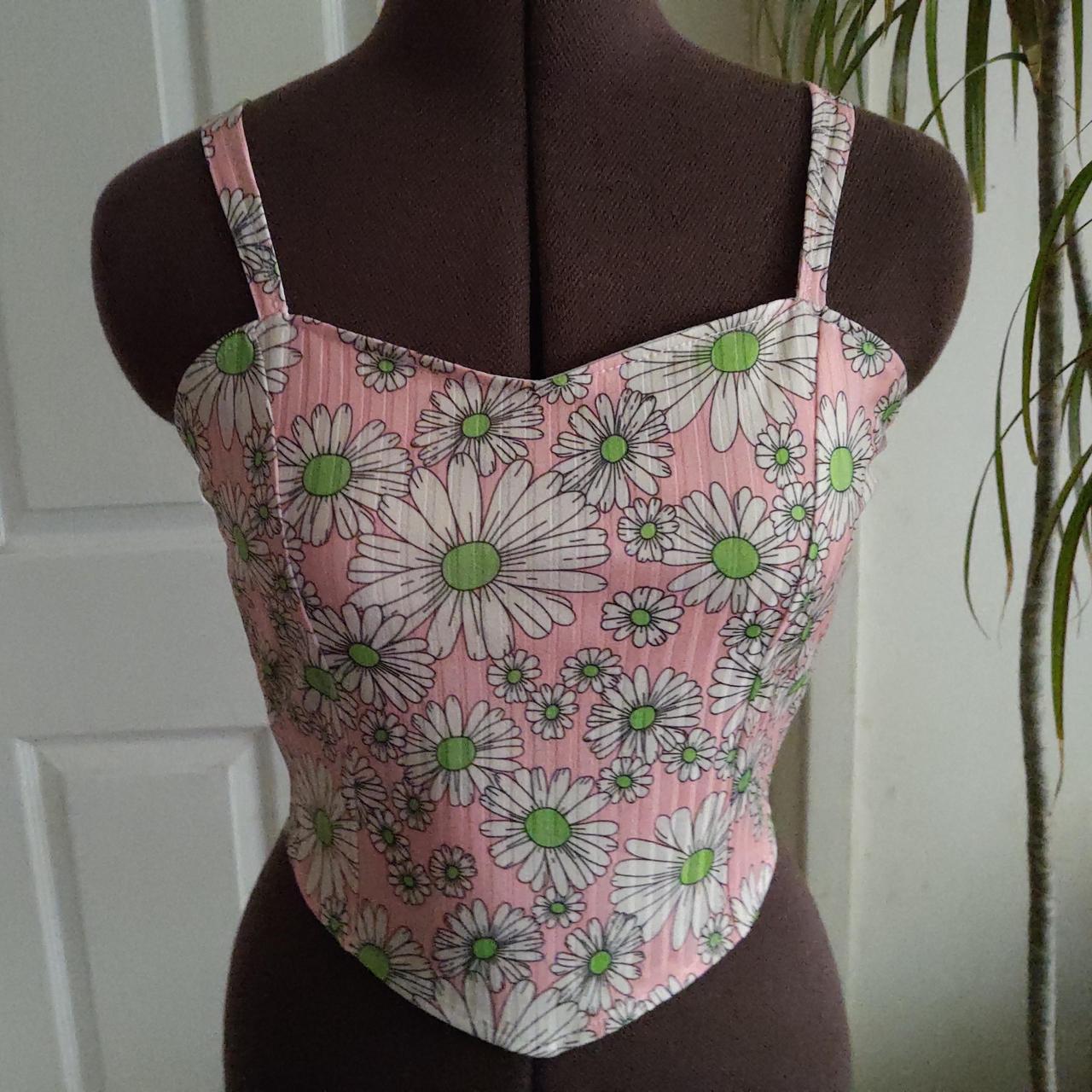 FLORAL CORSET STYLE / CAMI TOP with ADJUSTABLE... Depop