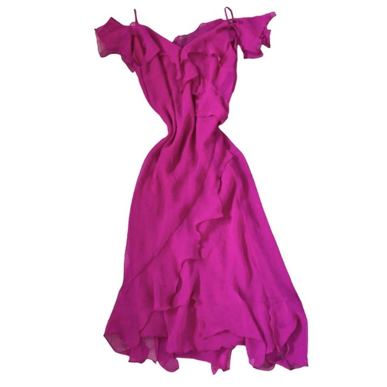 Gorgeous vintage pink purple ruffle midi / maxi... - Depop