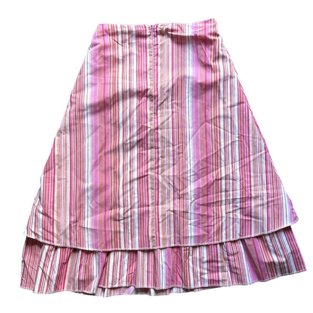 Adorable vintage pink and orange stripe midi skirt,... - Depop