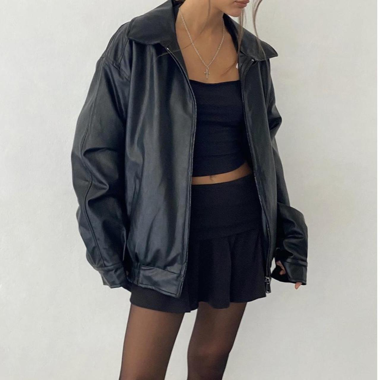 motel rocks leather jacket in PU black. tags cut,... - Depop