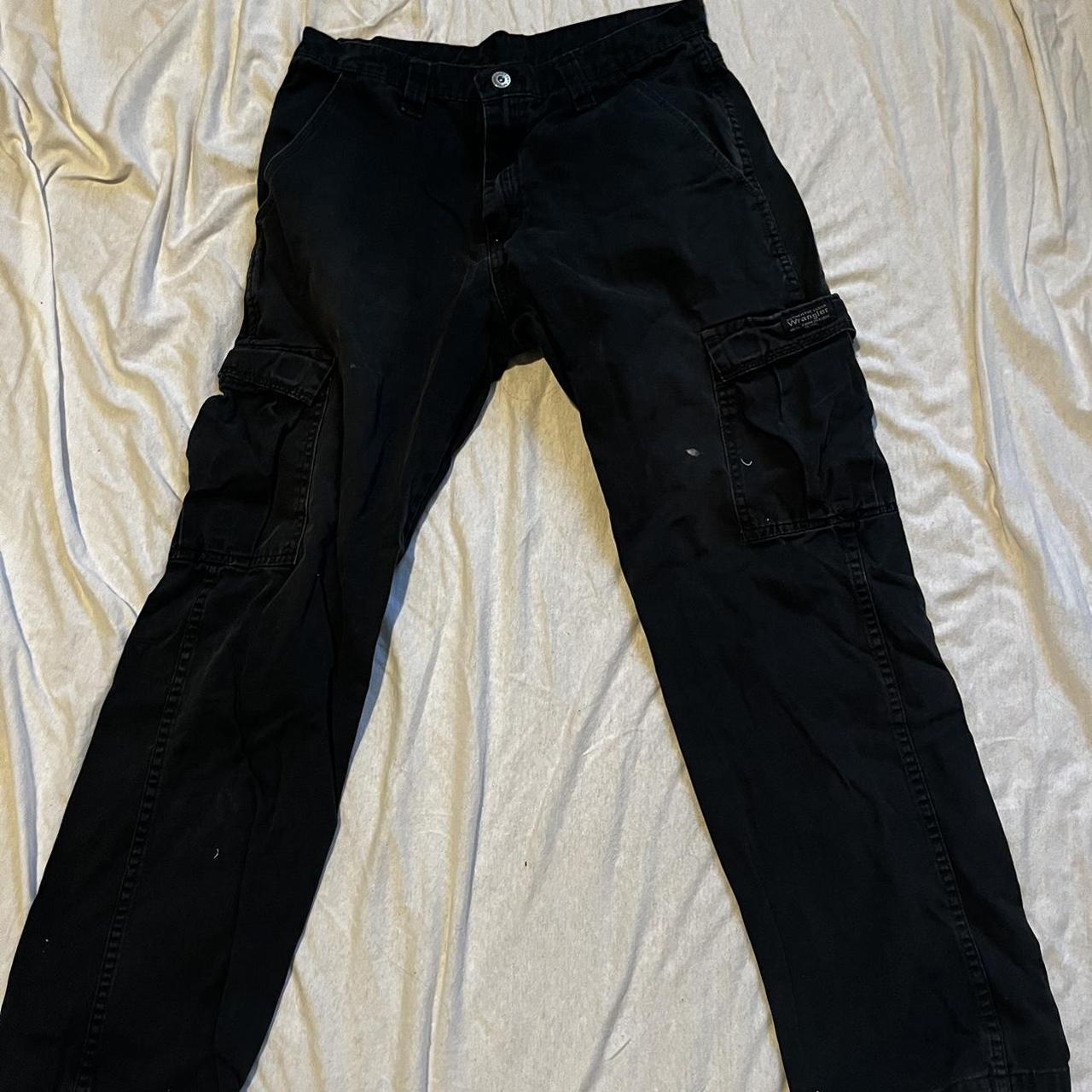 Vintage wrangler black cargo pants size 32/30. Small... - Depop