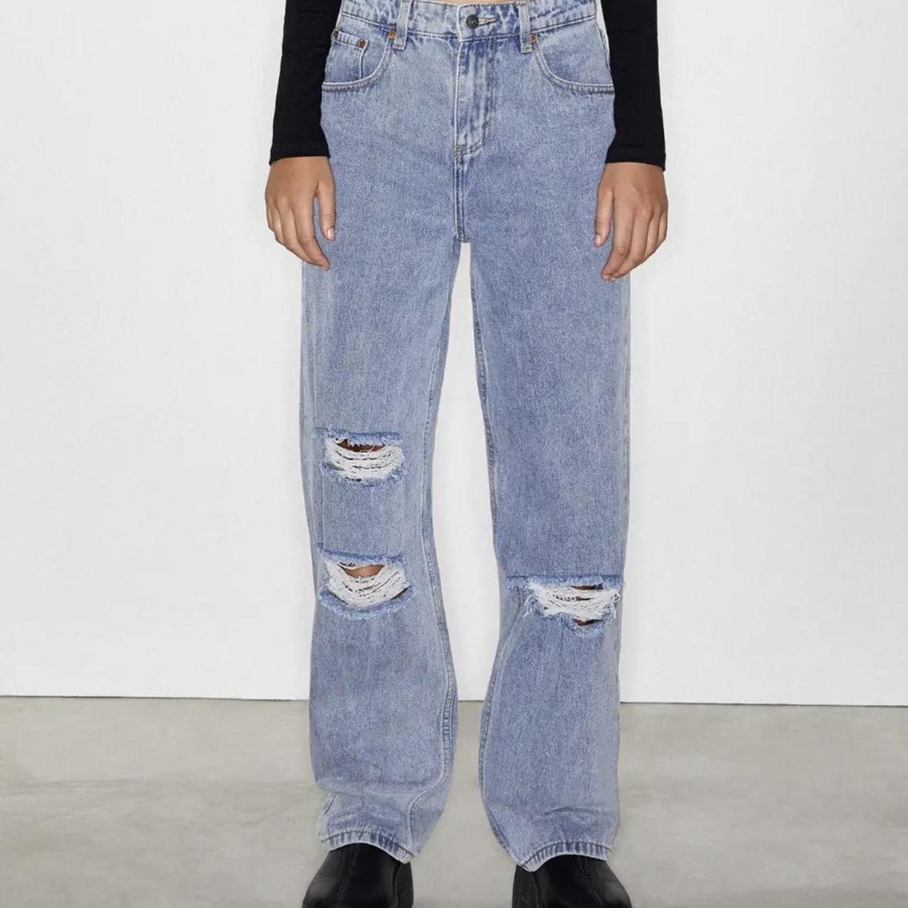 MOTEL ROCKS Rips Parallel Jeans in Light Wash Size