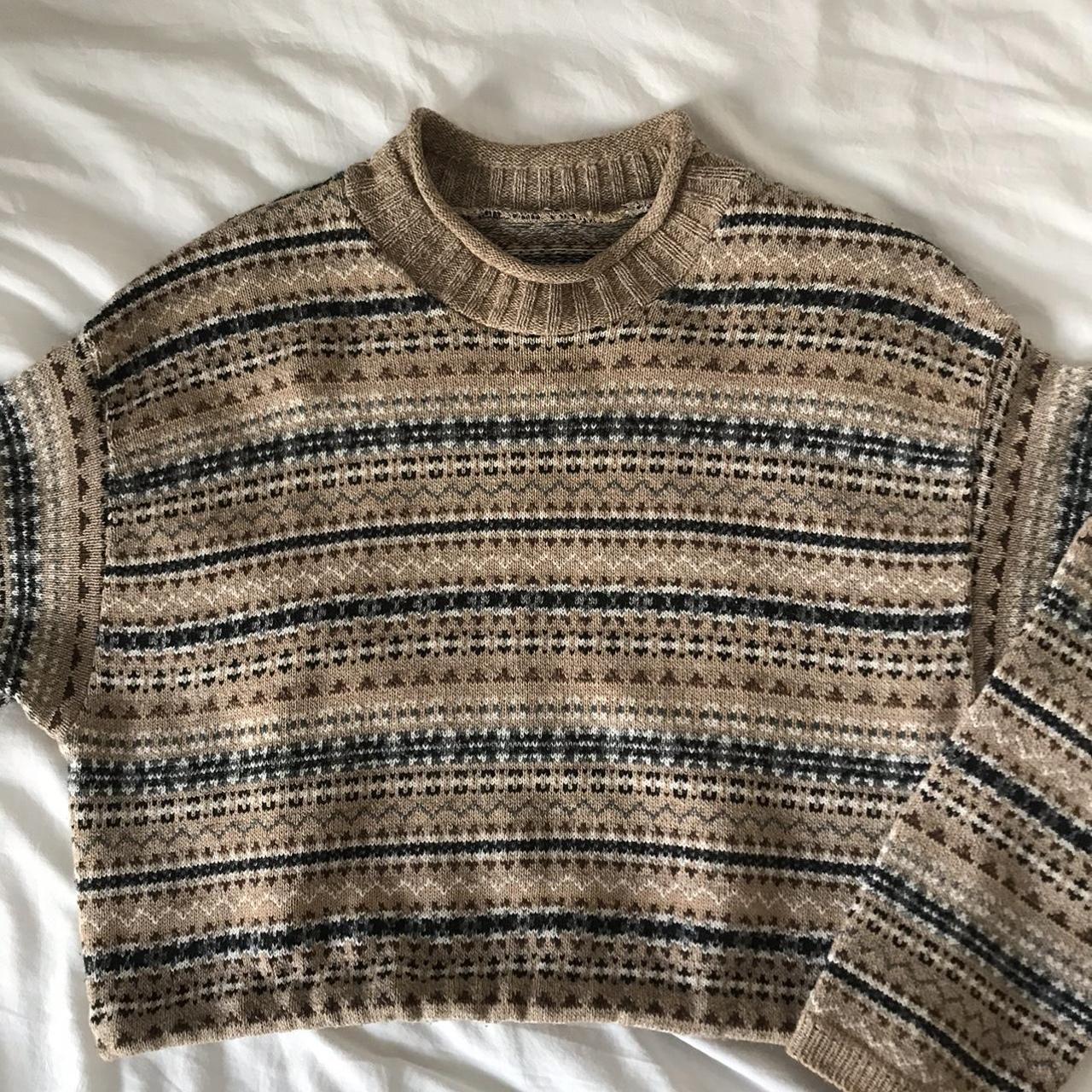 Multicolour cropped sweater, 100 cotton Depop