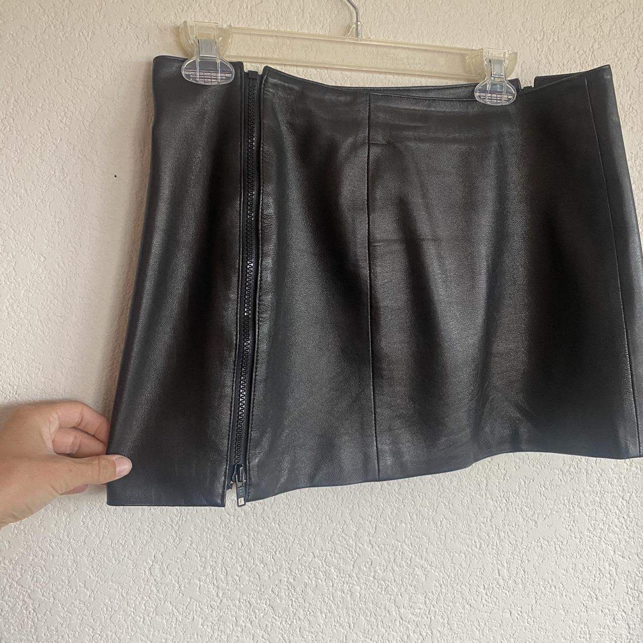 genuine leather mini skirt !!!!!! made in usa... - Depop