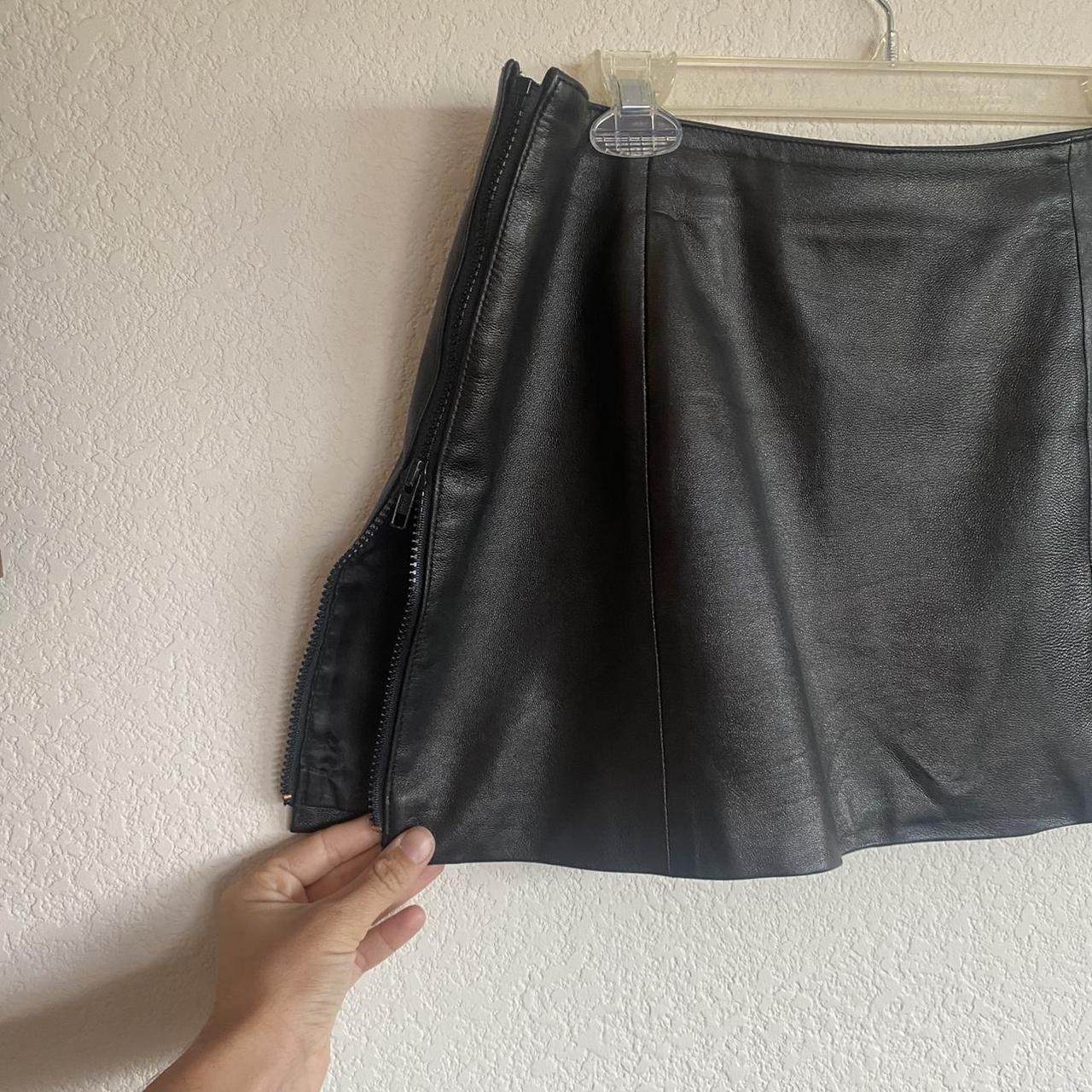 genuine leather mini skirt !!!!!! made in usa... - Depop