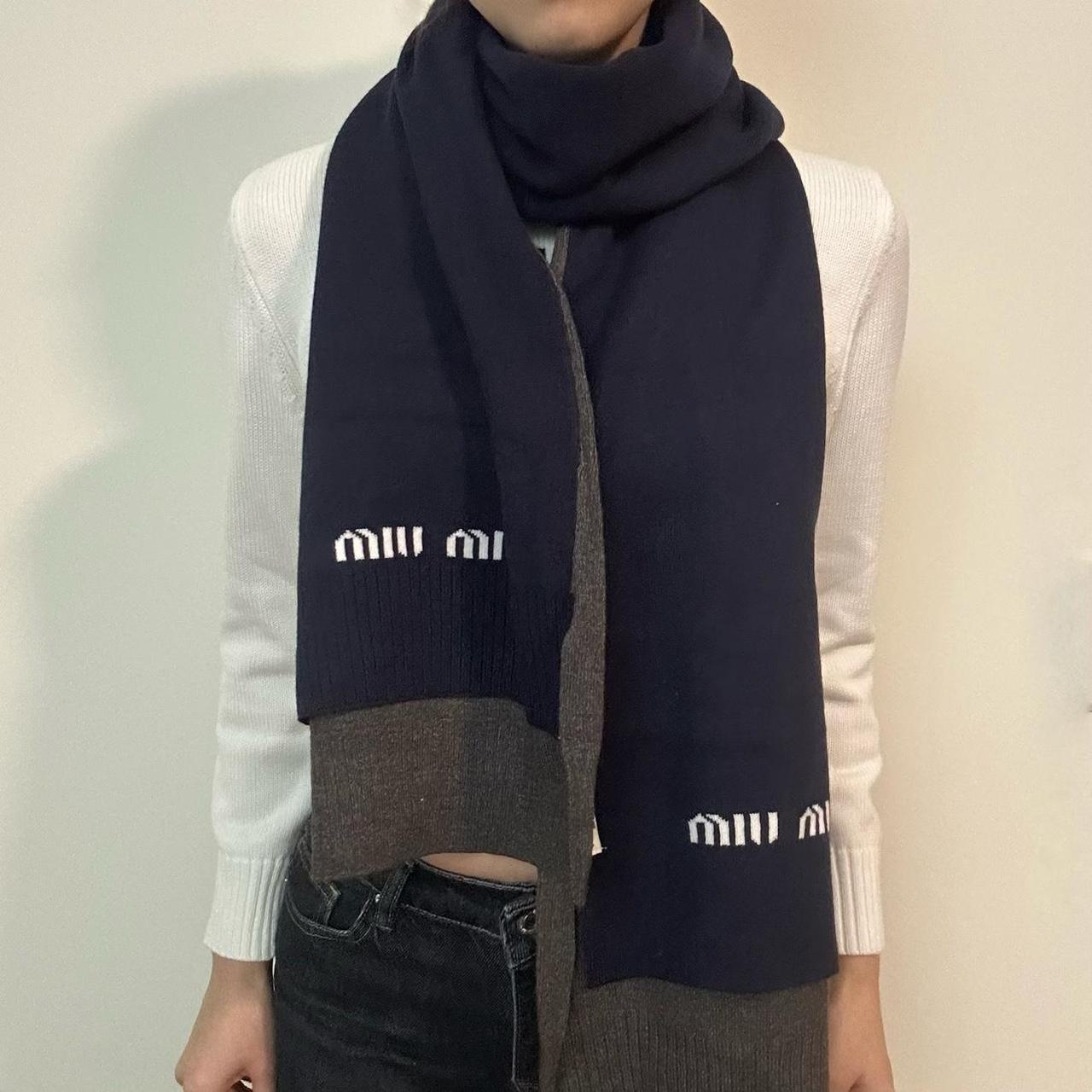 Miu Miu Women's Scarf - Navy/Multi – Miu Miu Logo… - image 2
