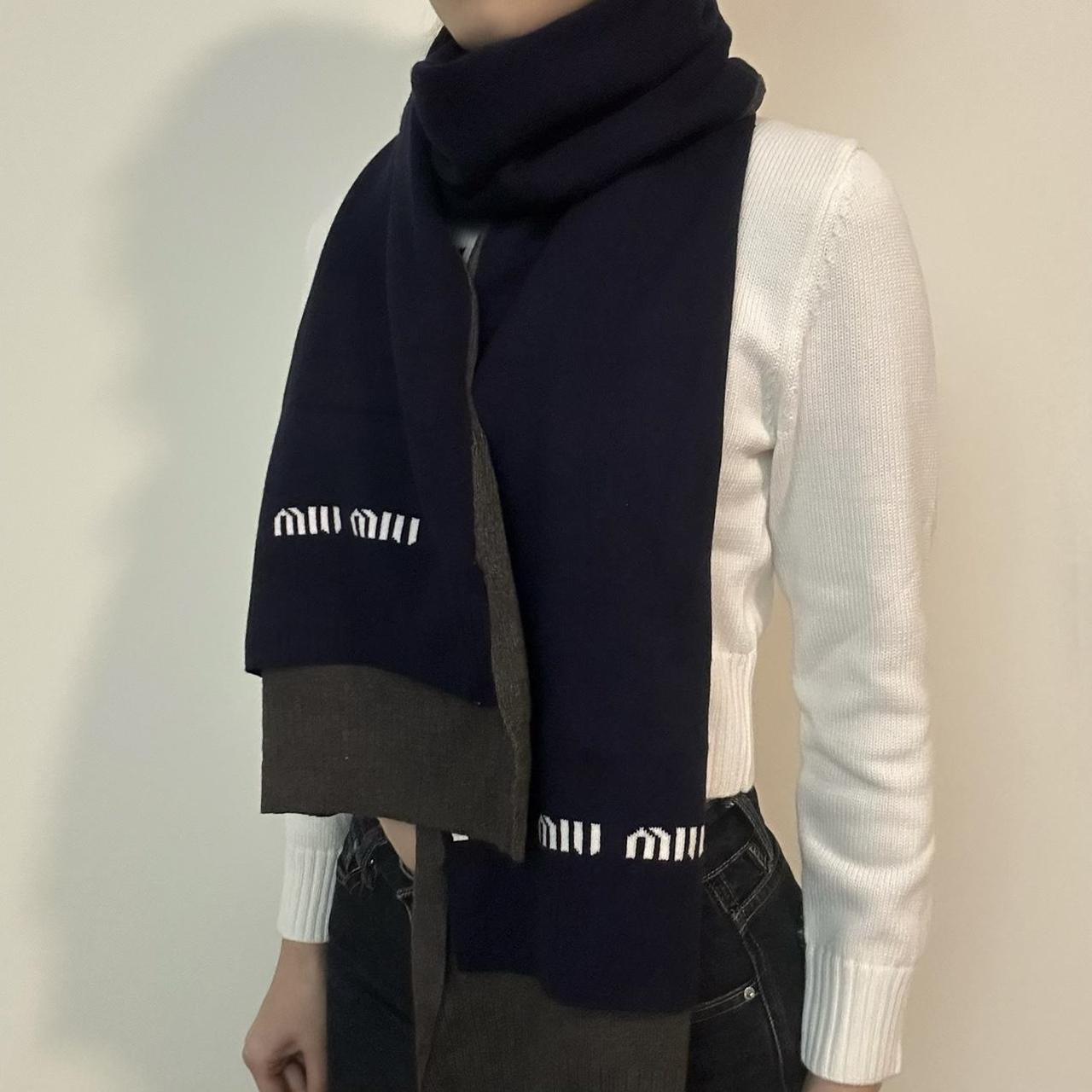 Miu Miu Women's Scarf - Navy/Multi – Miu Miu Logo… - image 1