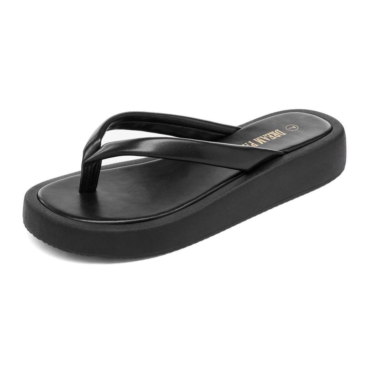 Y2K black platform thong sandals Literally worn... Depop
