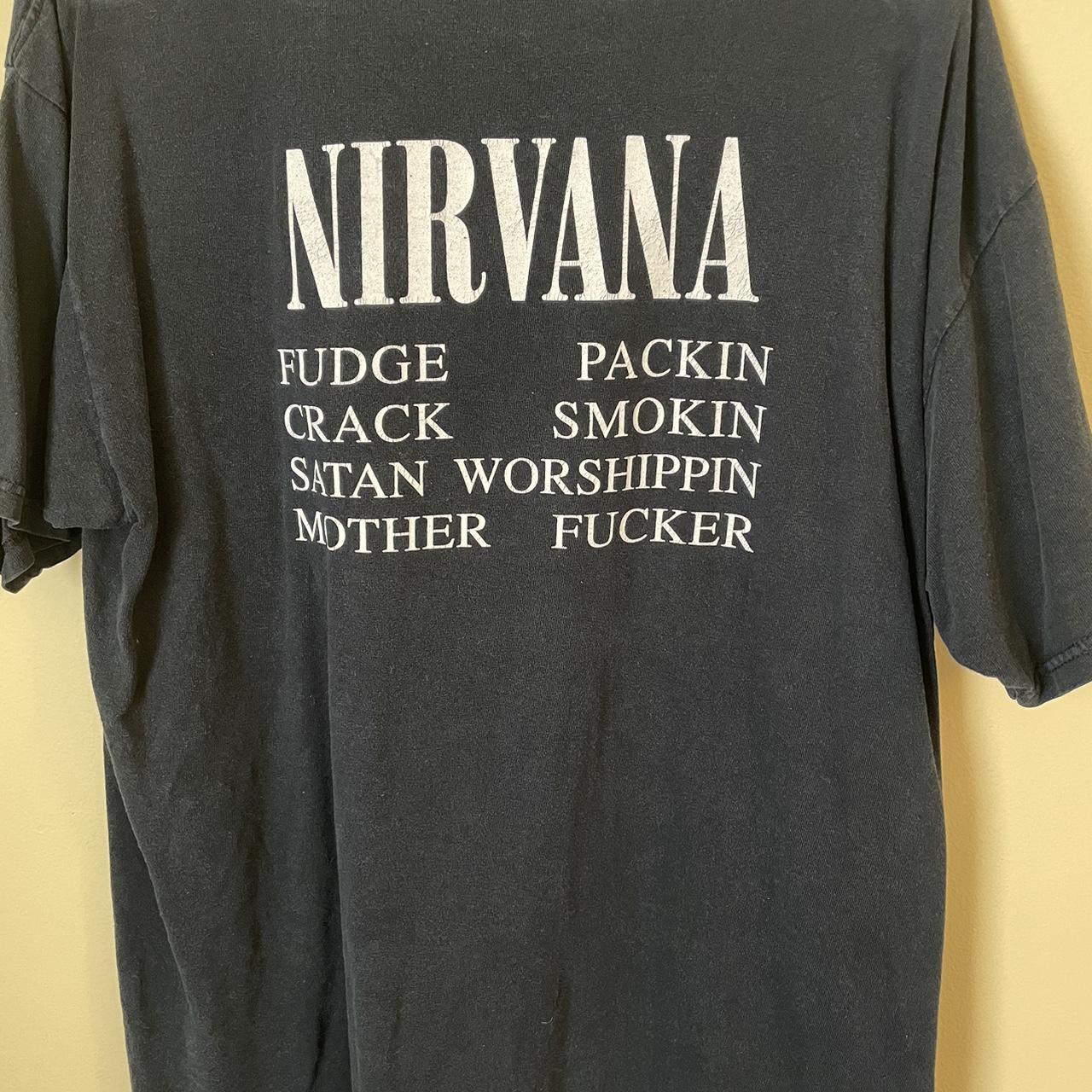 Nirvana hole shirt shirt logo and words on back.... - Depop