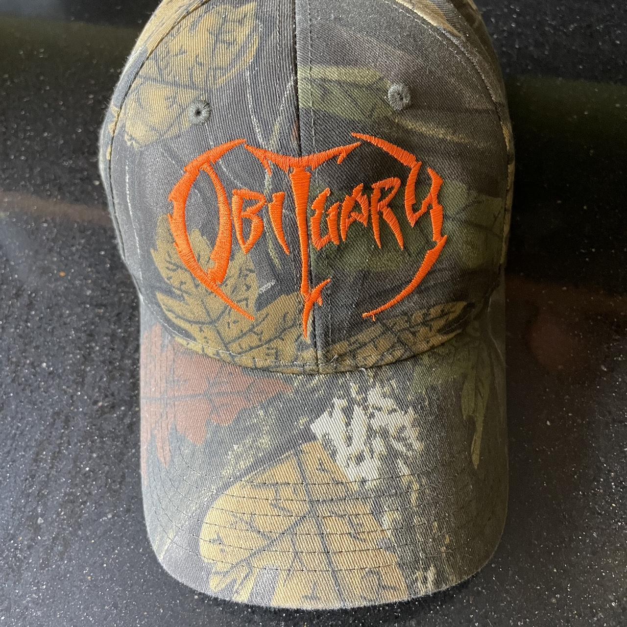 Obituary metal band tree camo hat. Orange logo with&mldr; - Depop