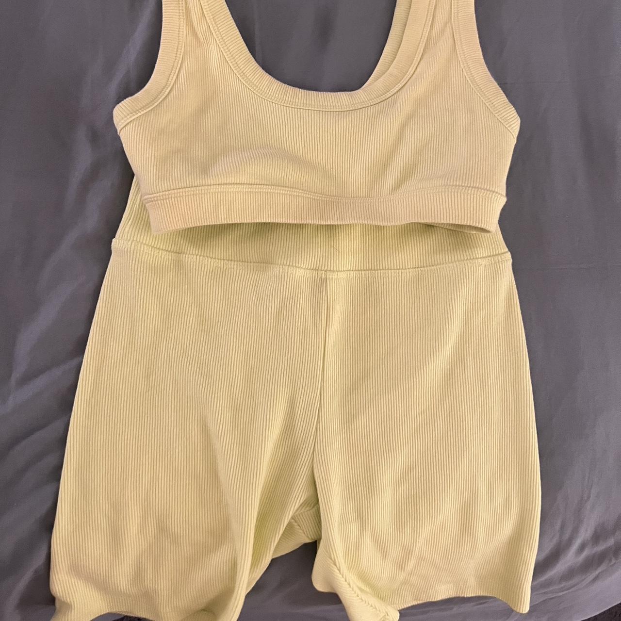 Yellow/Lime green workout set Top Xs Bottom S Depop