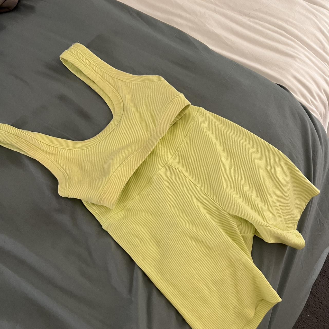 Yellow/Lime green workout set Top Xs Bottom S Depop