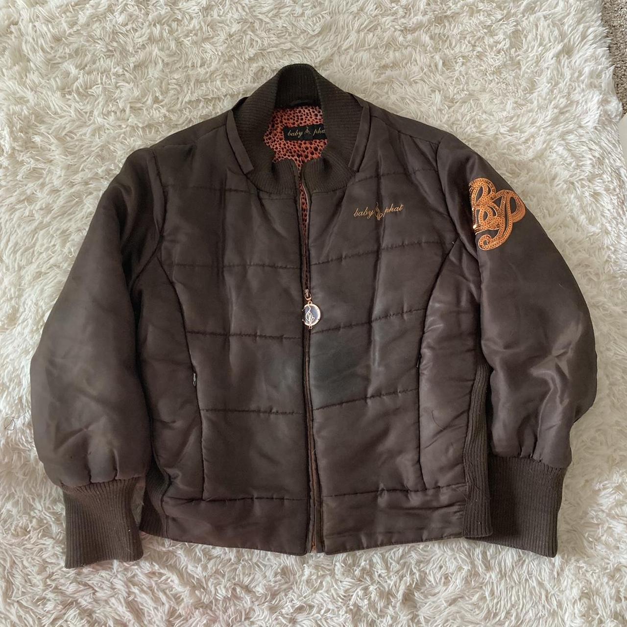 Baby Phat Women's Brown and Gold Coat | Depop