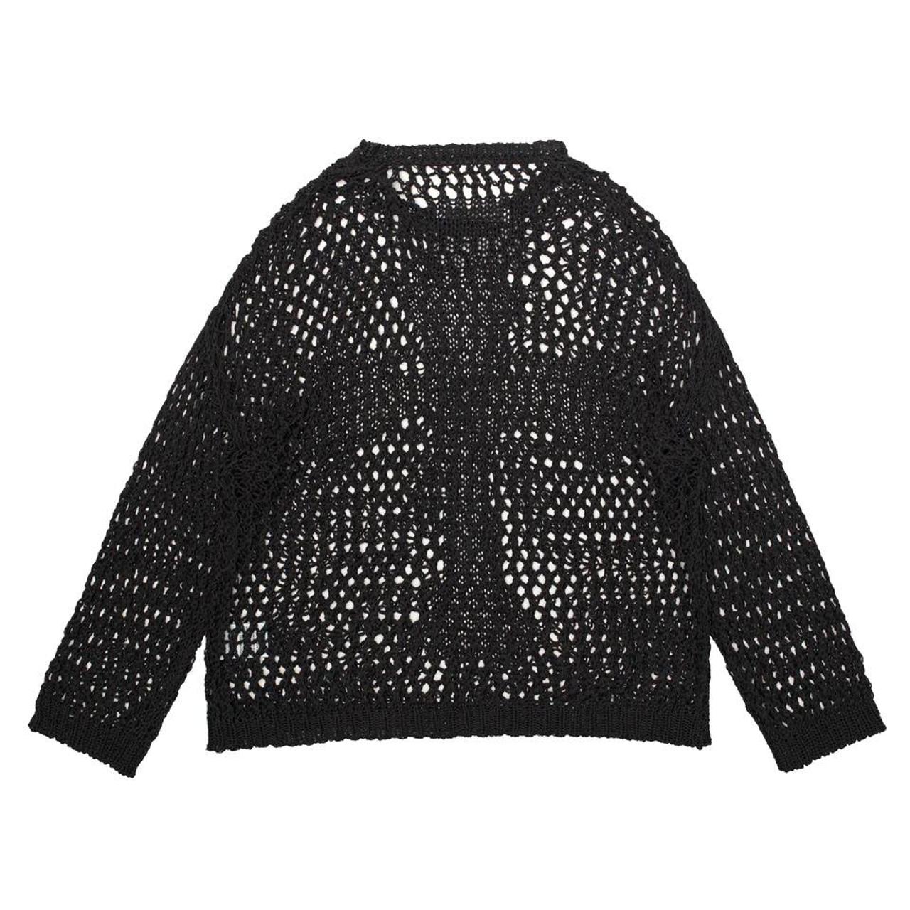 black racer worldwide crochet net cross jumper Depop