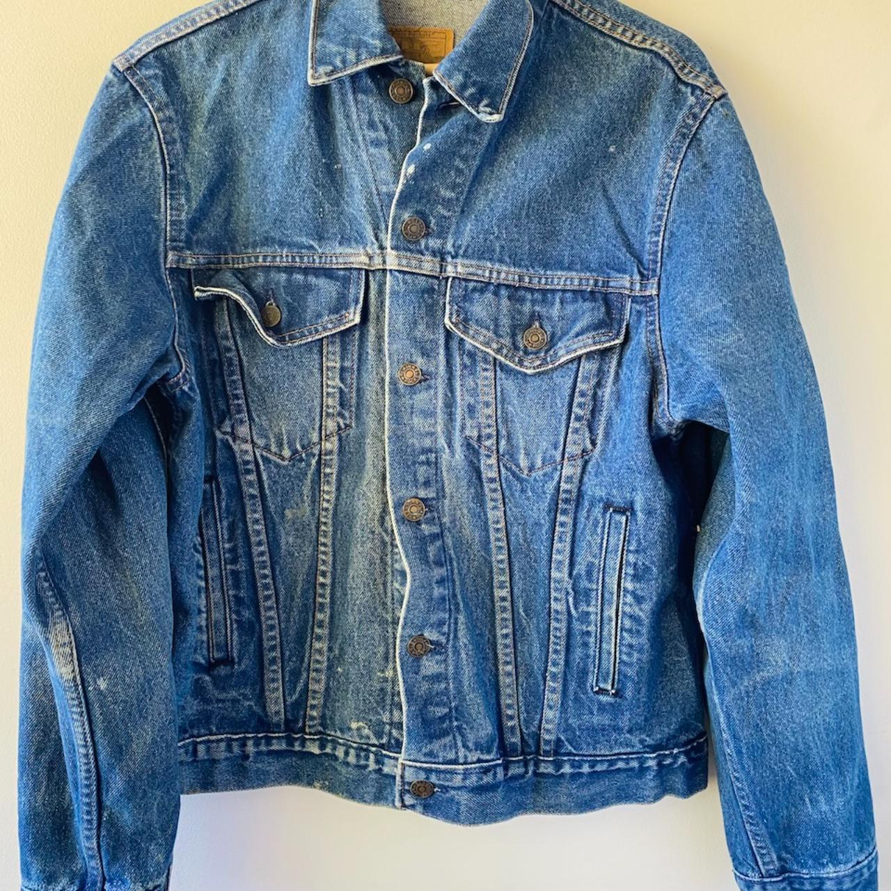 Plain pockets denim jacket, no size on the tag. - Depop