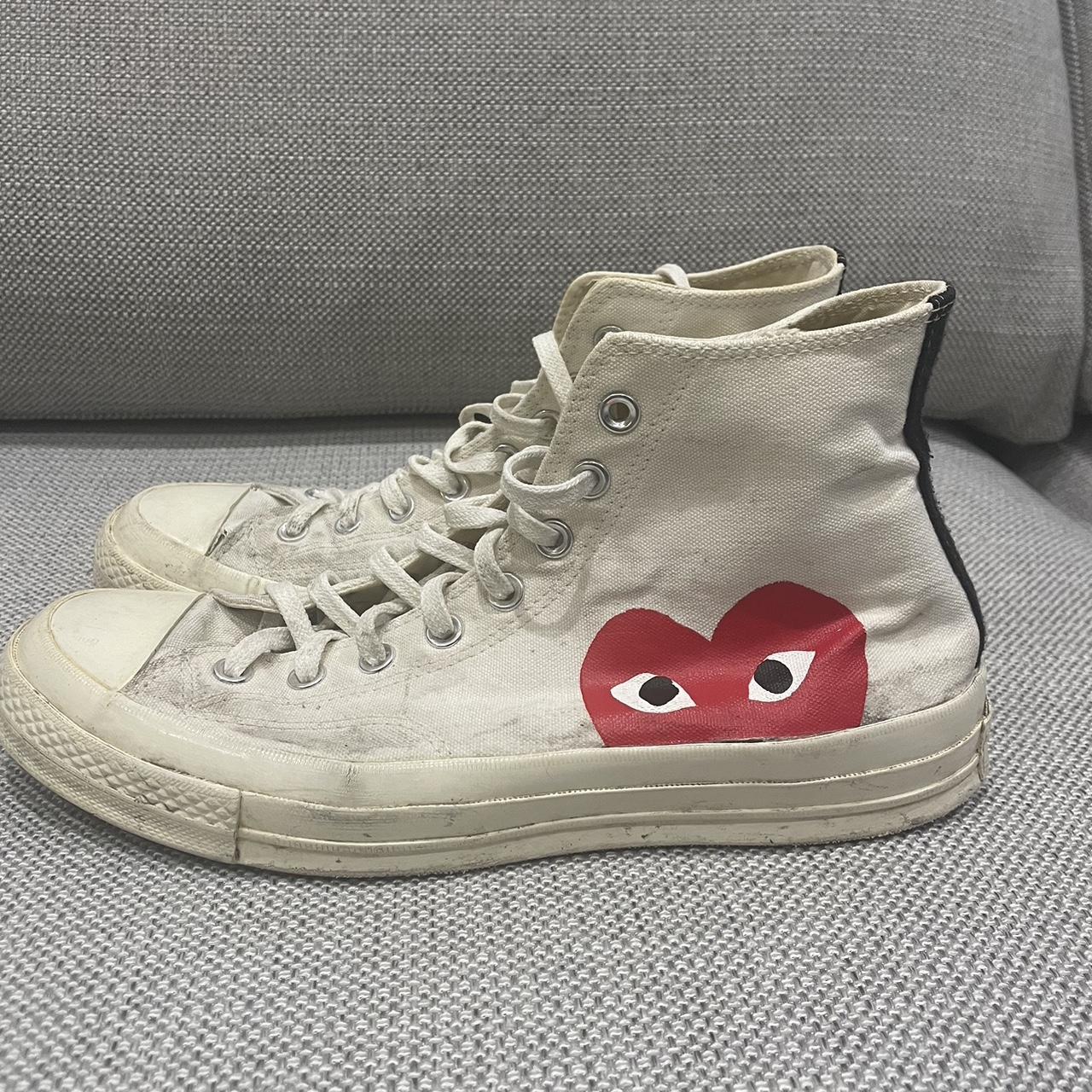 CDG CONVERSE cream UK 9 Pre loved and have gotten... - Depop