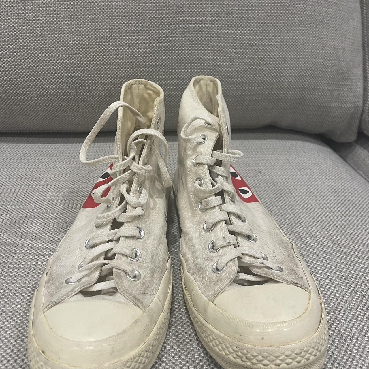 CDG CONVERSE cream UK 9 Pre loved and have gotten... - Depop