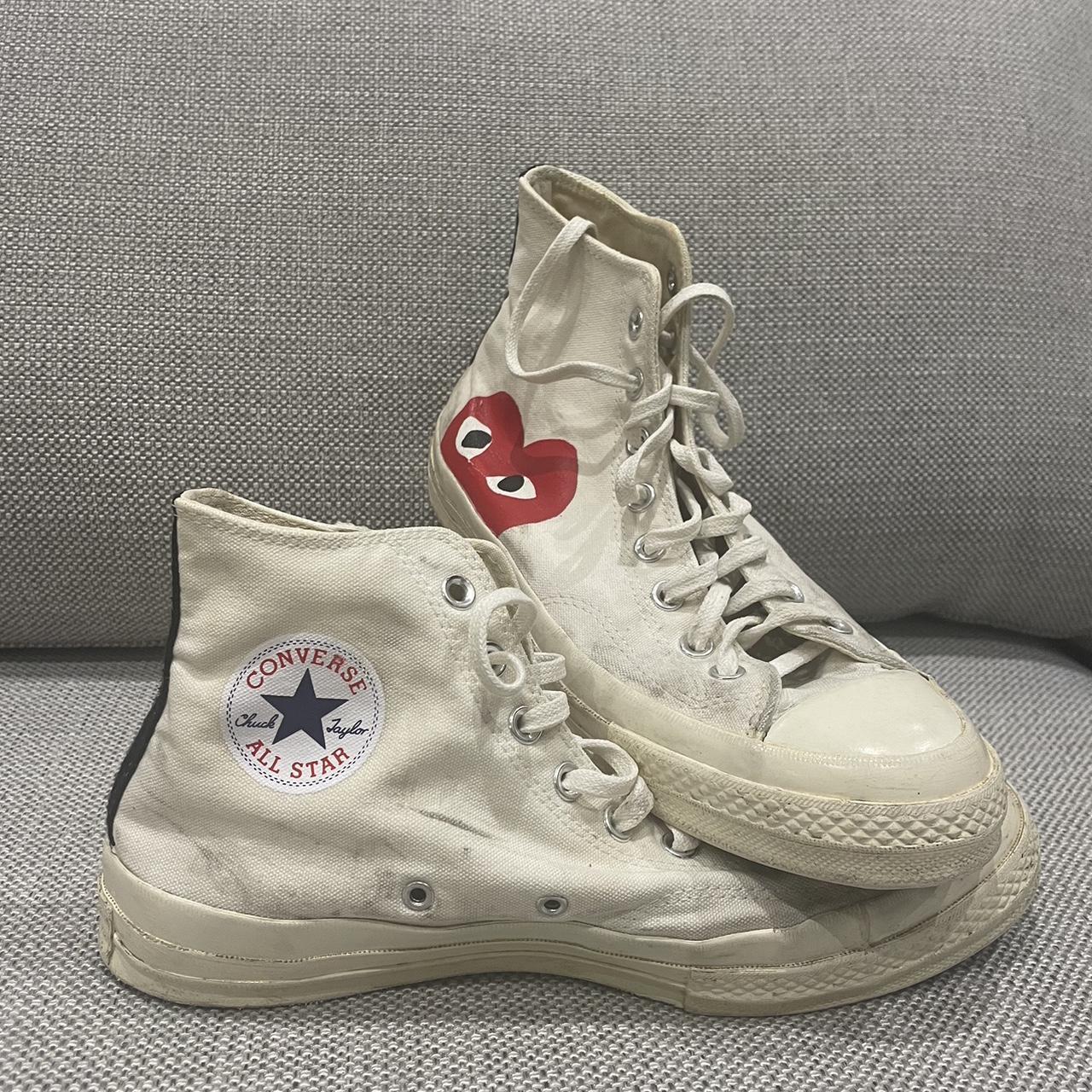 CDG CONVERSE cream UK 9 Pre loved and have gotten... - Depop