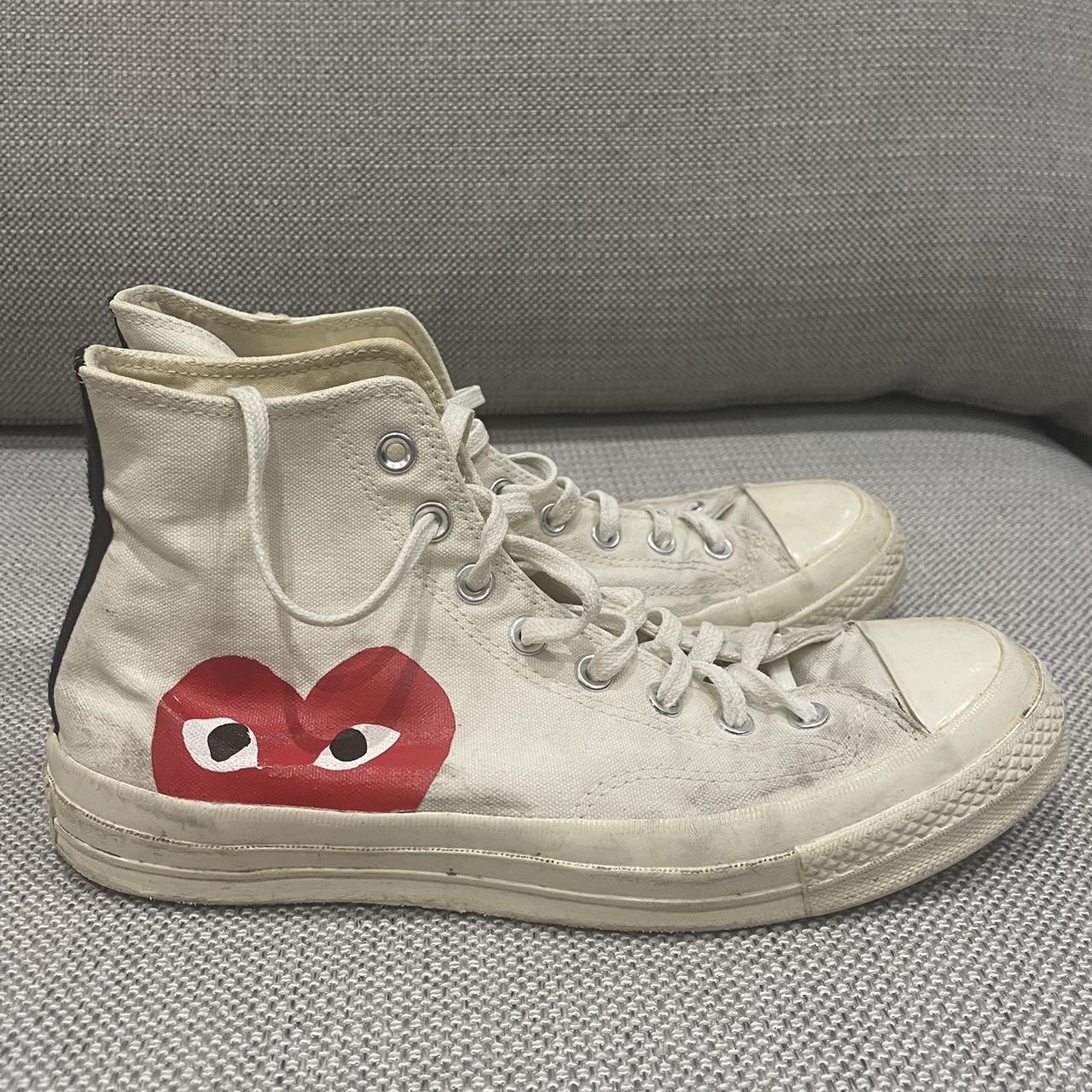 CDG CONVERSE cream UK 9 Pre loved and have gotten... - Depop