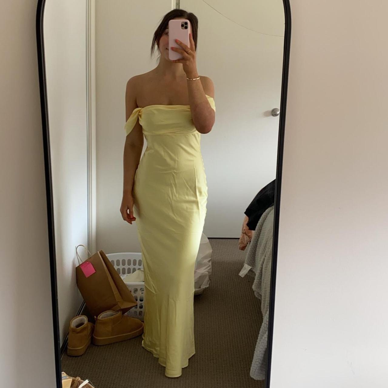 Beginning Boutique Yellow Off The Shoulder Ella Light Yellow Off