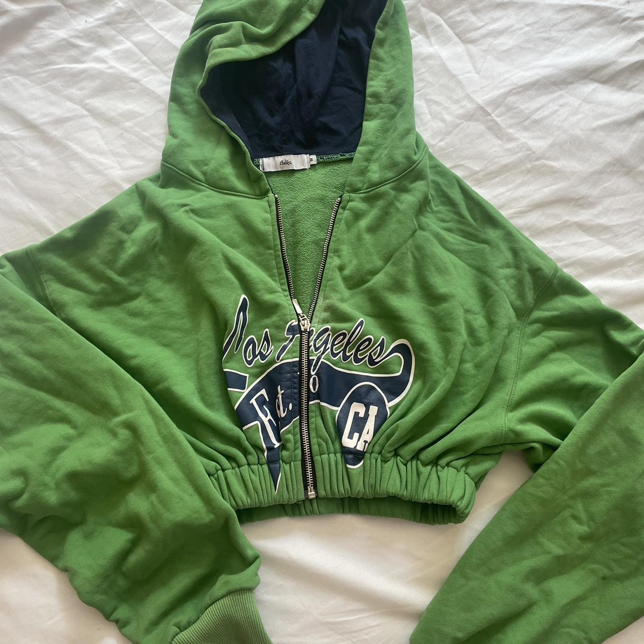 Comfortable green cropped hoodie from adika No. Depop