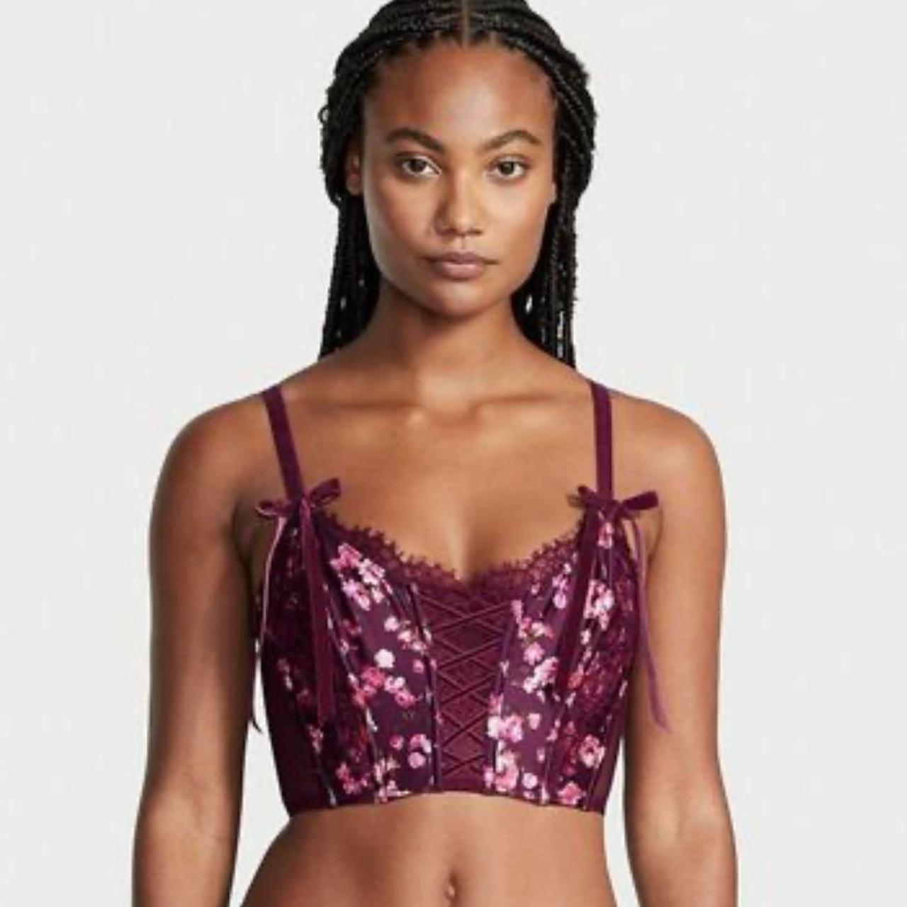 Buy Victoria's Secret Burgundy Purple Lace Unlined Bralette from