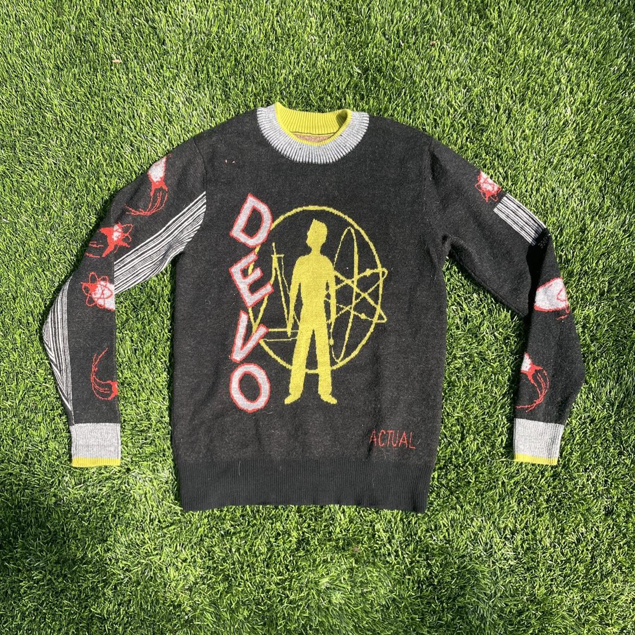 Devo Graphic Knit Sweater by Wah Wah Great... Depop