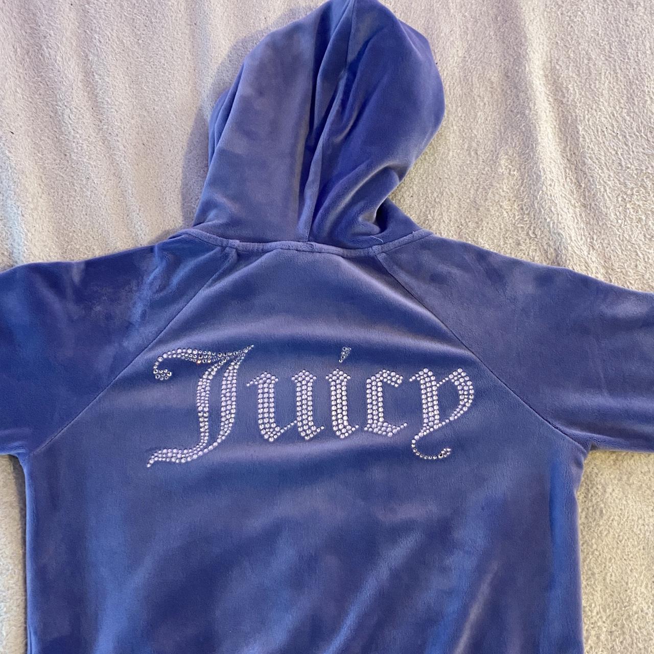 JUICY COUTURE GREYBLUE VELOUR HOODIE size XS perfect... - Depop