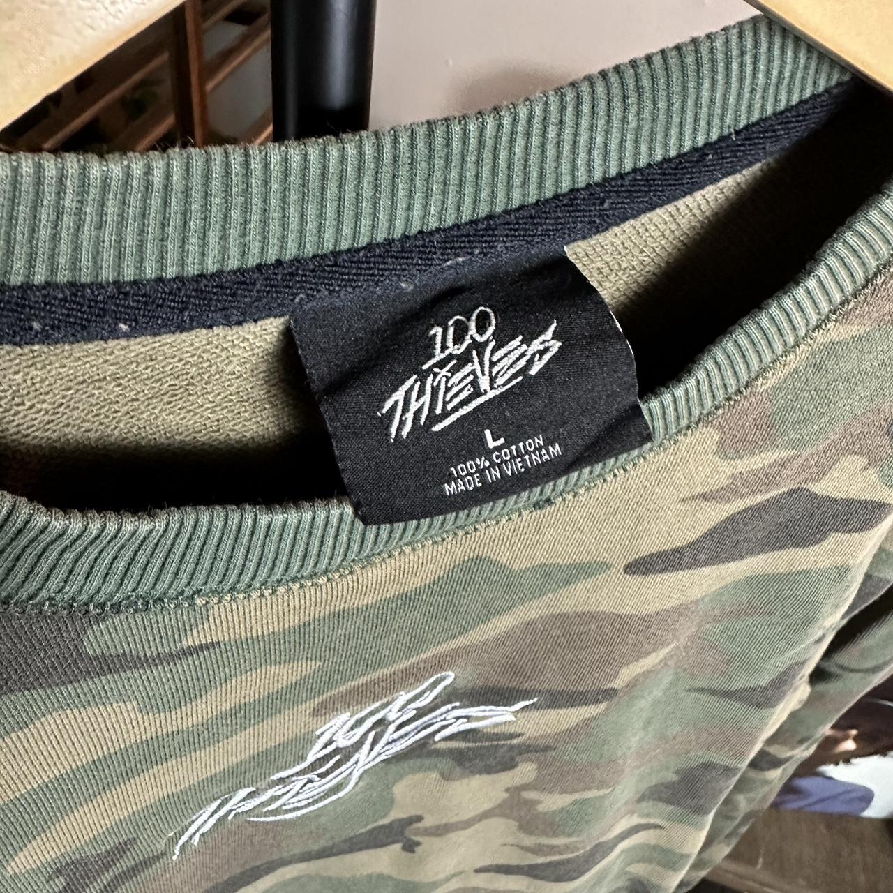 100 thieves camo discount crewneck