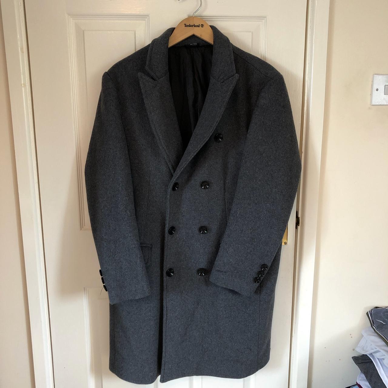 Men’s wool double breasted peacoat in melange grey…... - Depop