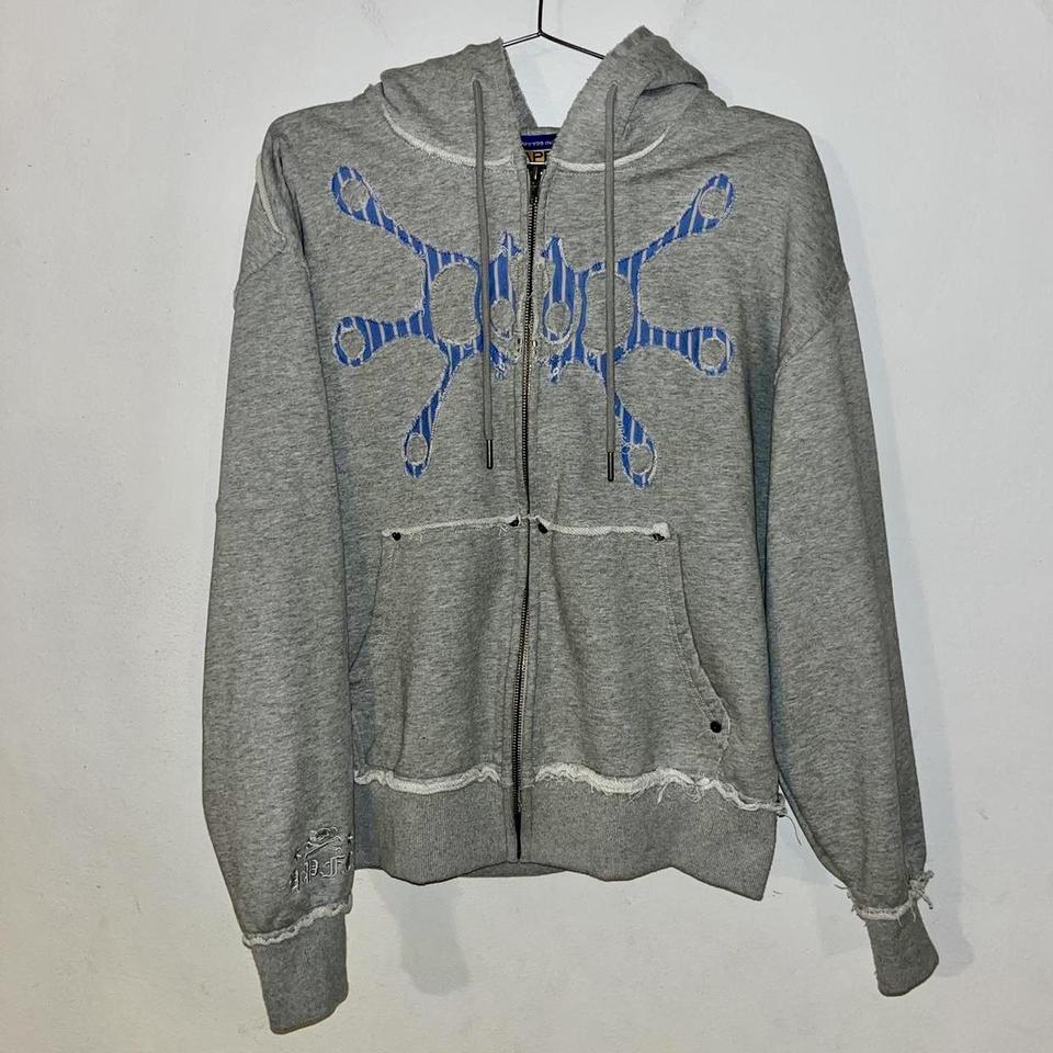 Angel99 Zip-Up Hoodie Happy99 hoodie, thick grey... - Depop