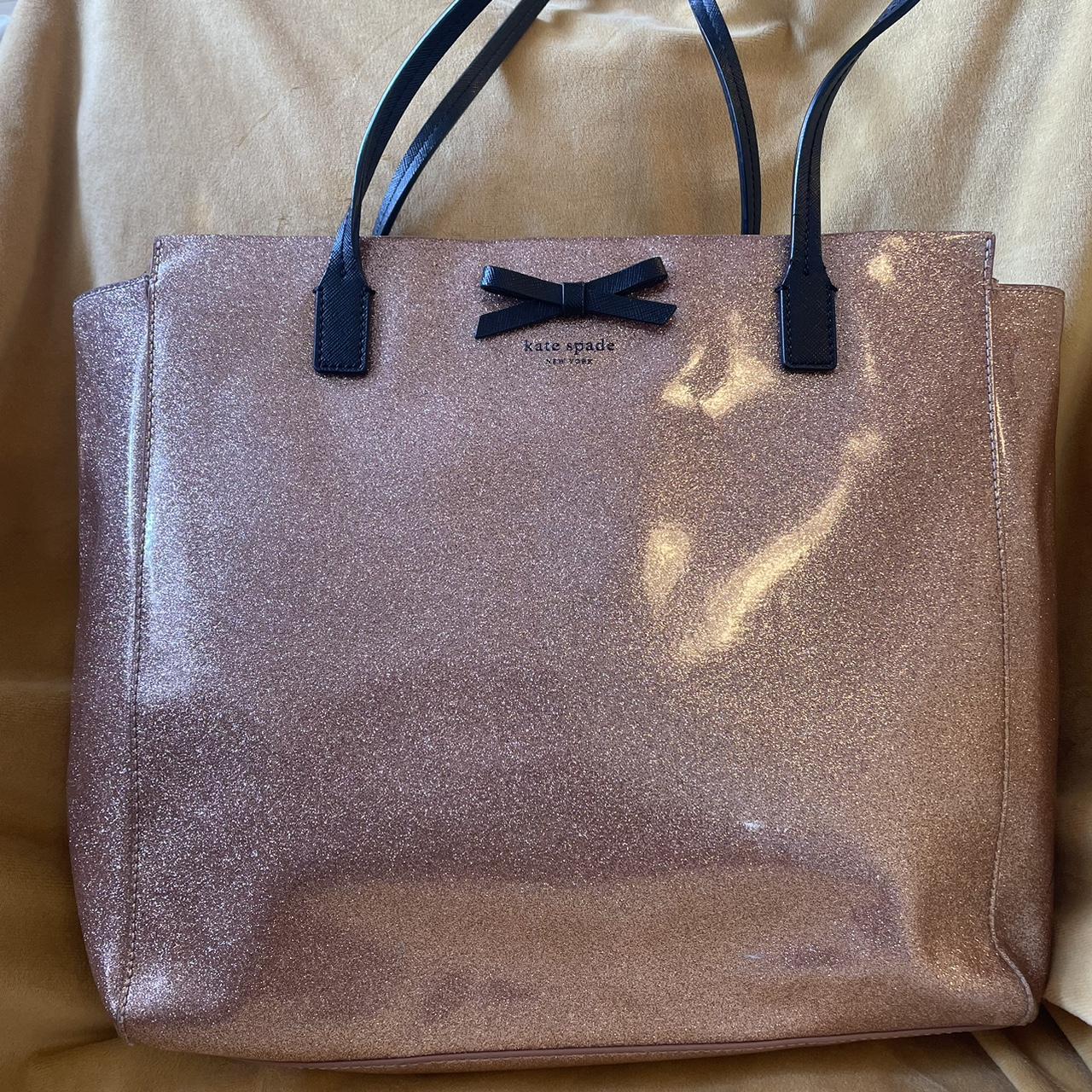 Pink glitter kate spade tote sale