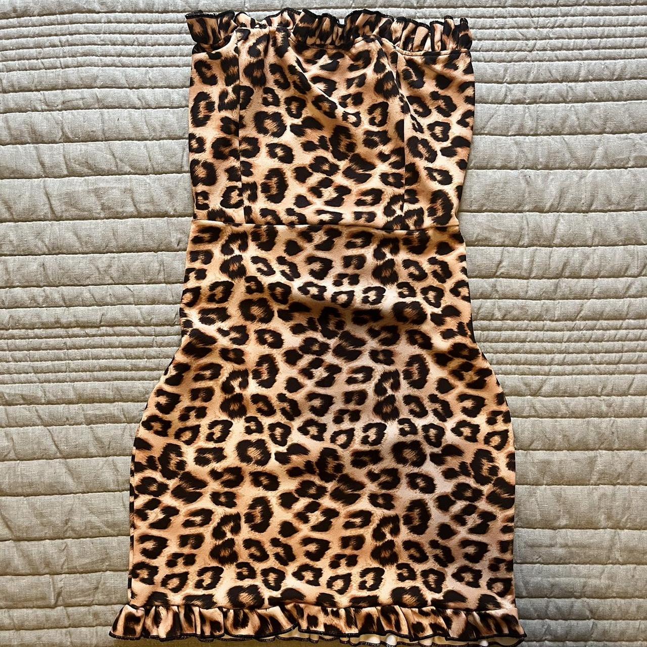 cheetah print mini dress pretty little thing short... - Depop