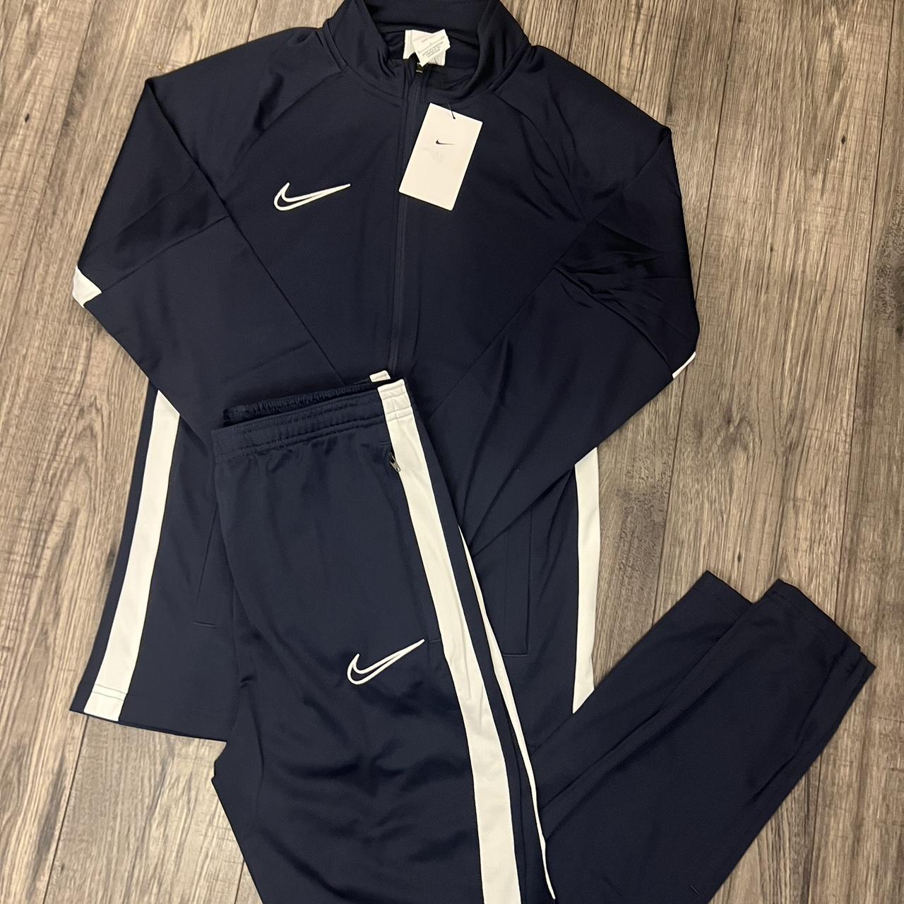 Nike Men's Navy and White Joggers-tracksuits | Depop