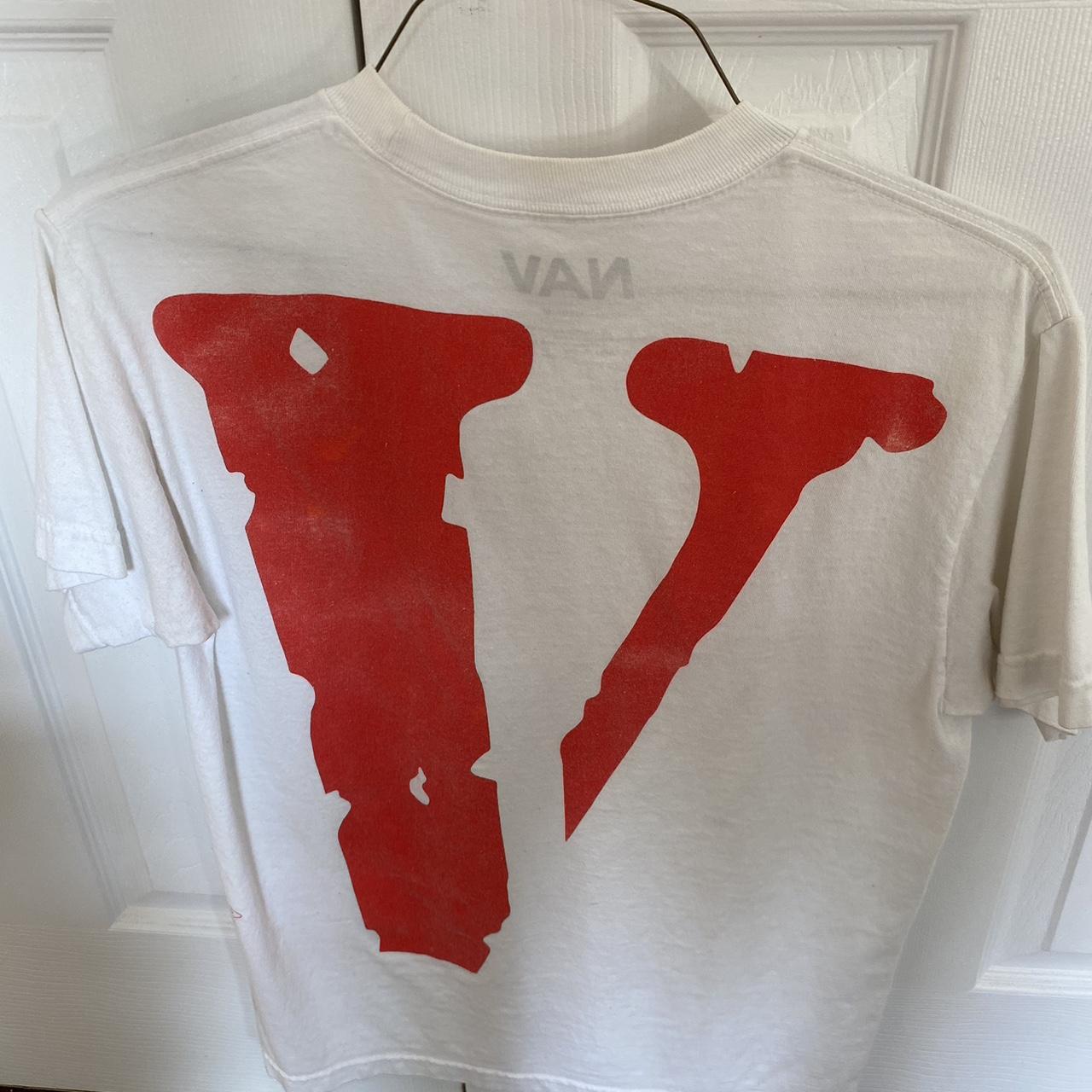 Vlone Men's White and Orange T-shirt | Depop