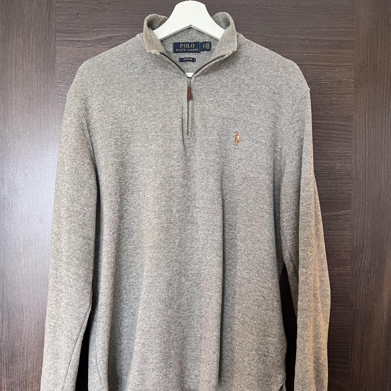 Polo Ralph Lauren long sleeve light grey zip jumper.... - Depop