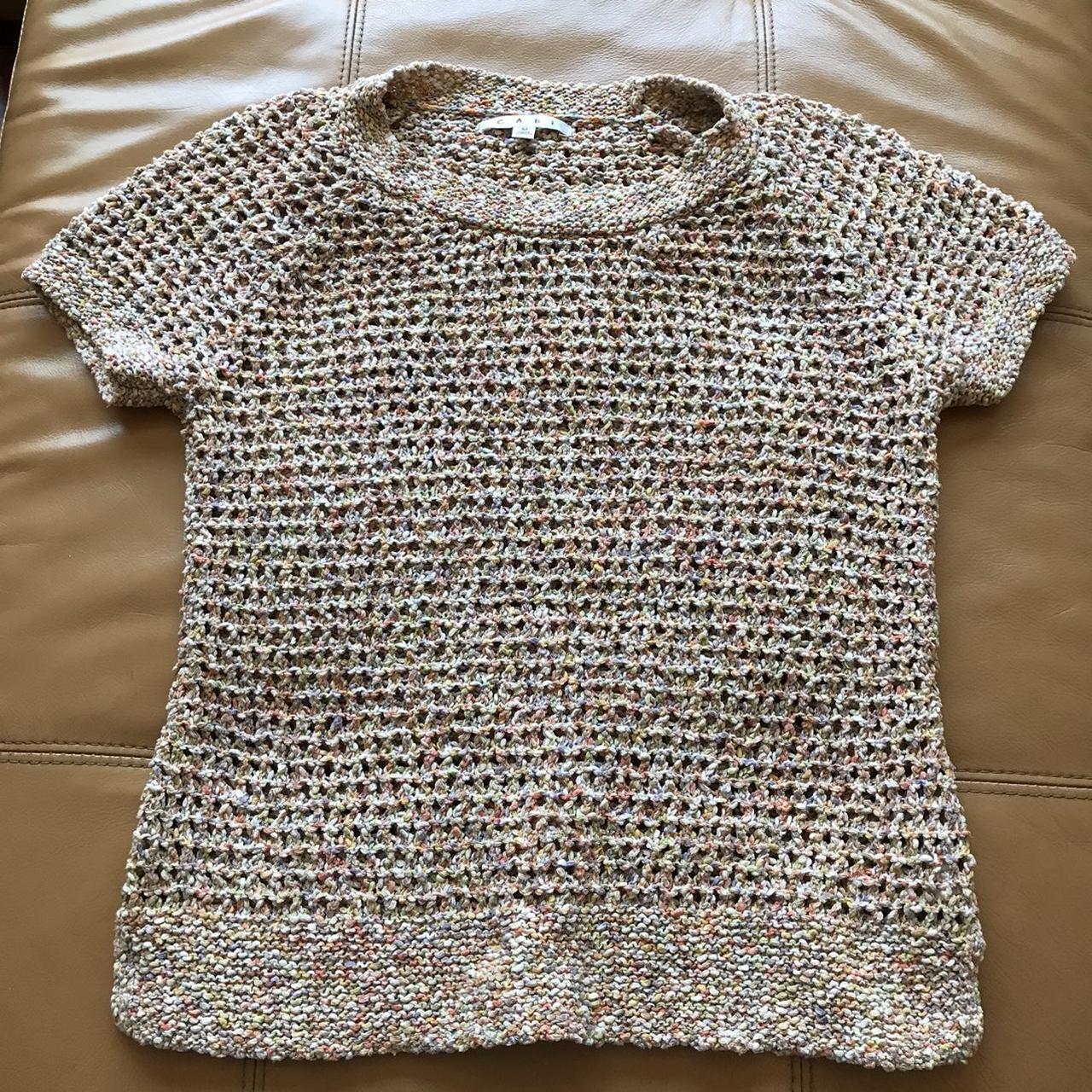 Cabi crochet, open knit, pullover, preppy, sweater... Depop