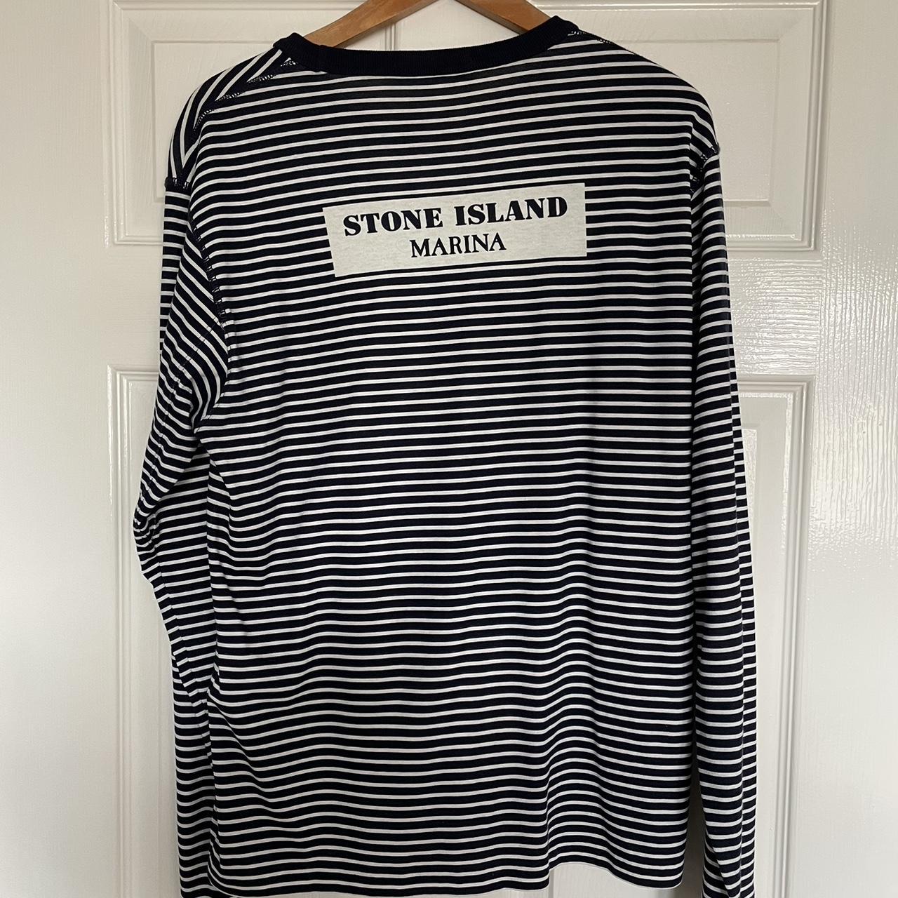 トップス STONE  MARINA 17SS L/S Striped Tee Stone Island Marina striped T-shirt - Blue - Men