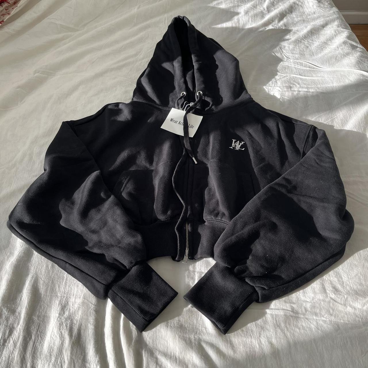 new with tags wooalong signature crop hood zip up in...