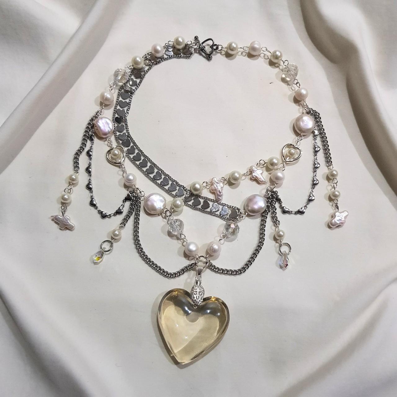 gorgeous pearl necklace ♡ handmade by me with... - Depop