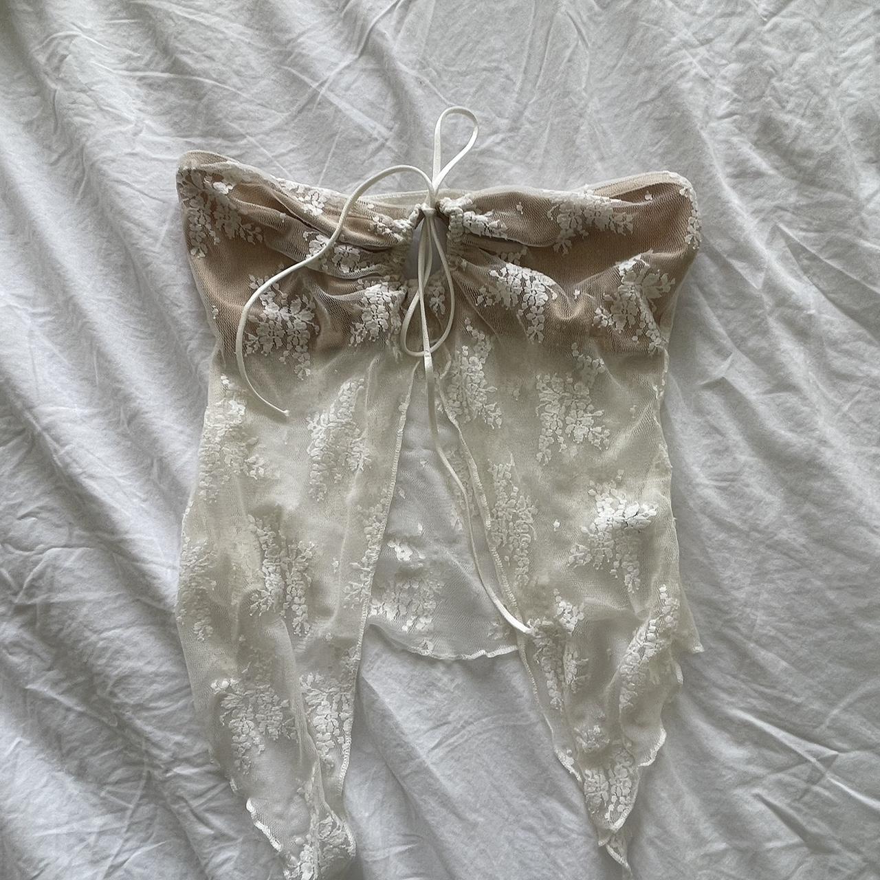 nude, lace top tube top or halter top - Depop