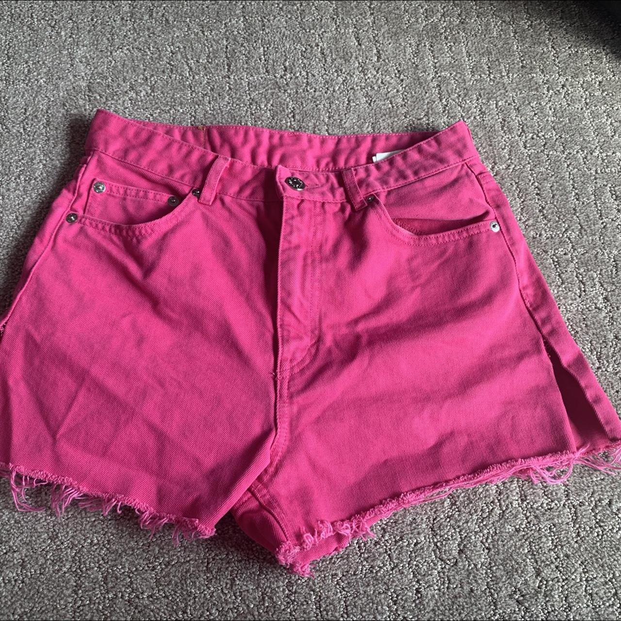 Hot pink Jean shorts from breaks Monki. Size 28.... - Depop