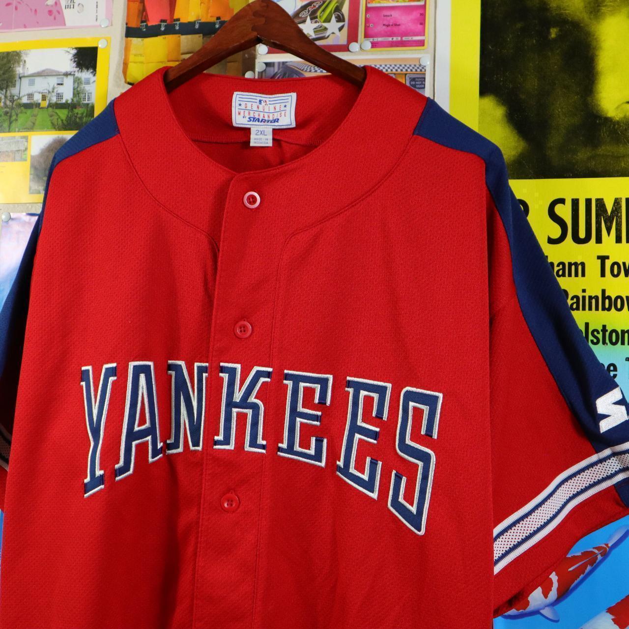 vintage 90s STARTER YANKEES BASEBALL JERSEY. size - Depop