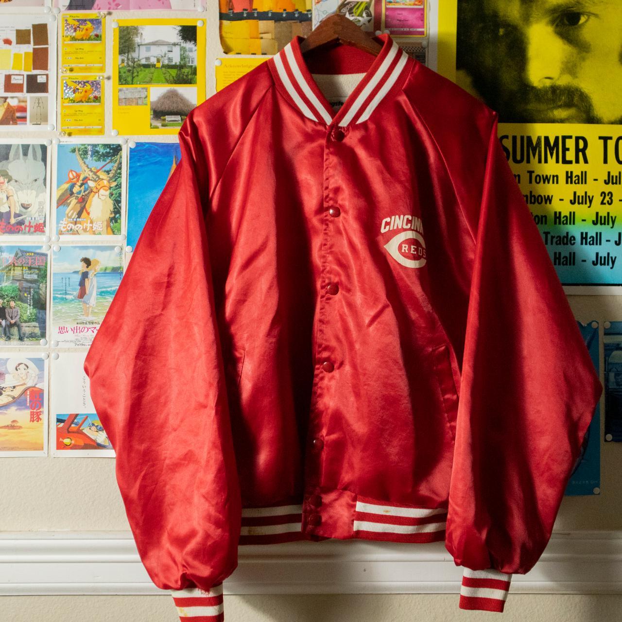 Vintage 80s Cincinnati Reds Satin Bomber Jacket - Fits M 