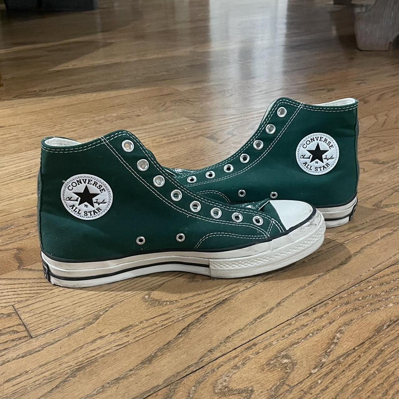 Dark green vintage high top converse chuck taylors.... - Depop